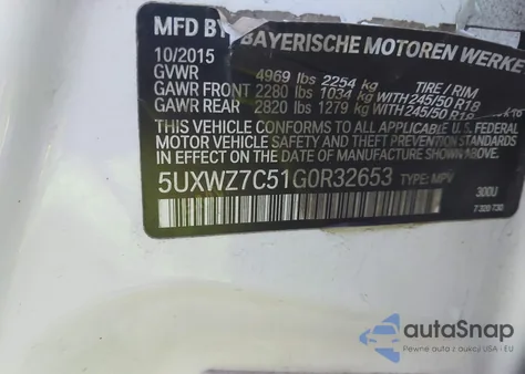 2016 BMW X3 Sdrive28I from USA, damaged, VIN 5UXWZ7C51G0R32653